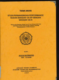 Studi Perbandingan Performance Suzuki Shogun 125 SP dengan Shogun 125 R